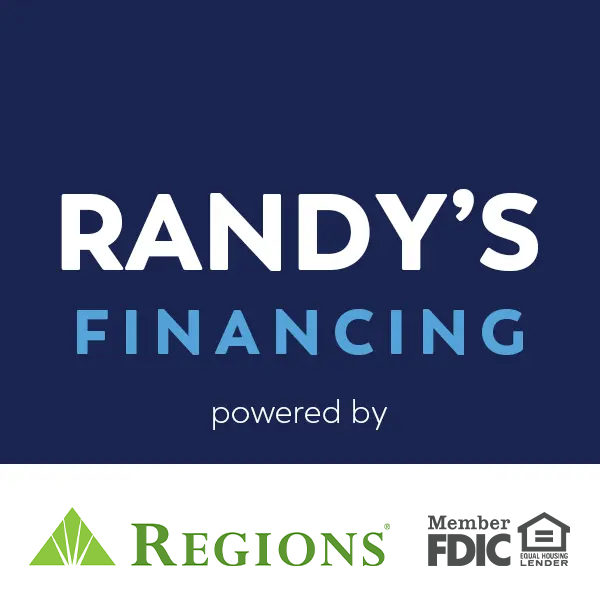 Randy's Financing powered by Regions Bank logo, Member FDIC, Equal Housing Lender icons.